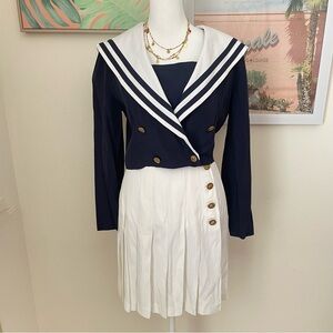Vintage Francine Browner 80’s Sailor Blazer Jacket & Pleated Skirt Set Size 5/6